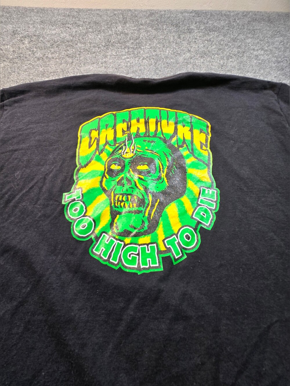 Creature Skateboards Too High To Die Black Graphic T-Shirt Approx Size Med